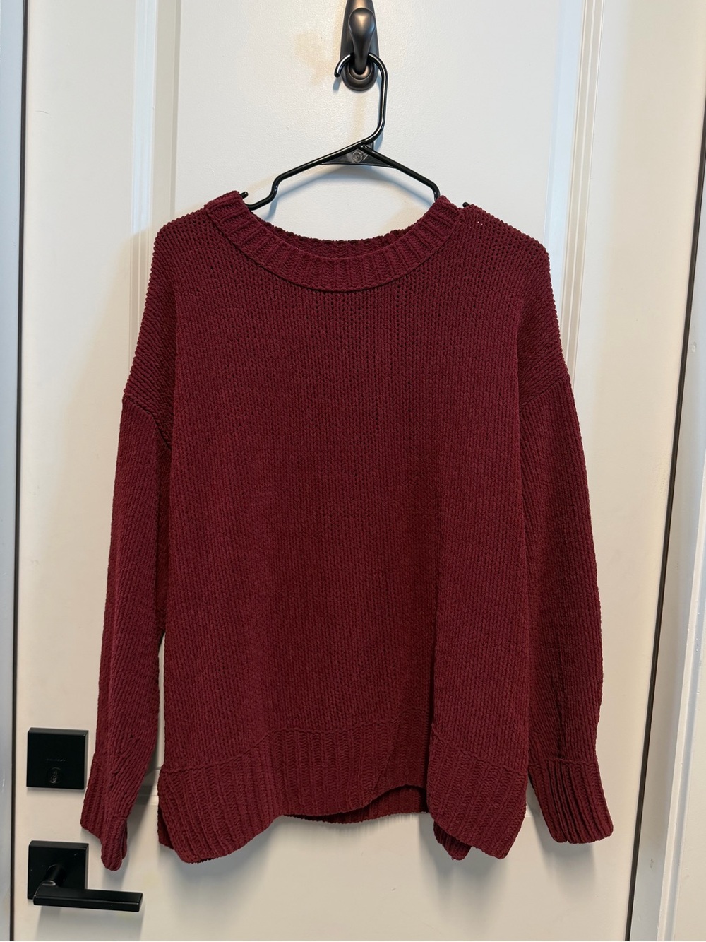 Aerie Burgundy Red Chunky Knit Oversized Sweater S Cozy Fall Teacher Back to Sch